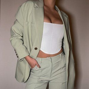 Sage Green Oversized Blazer